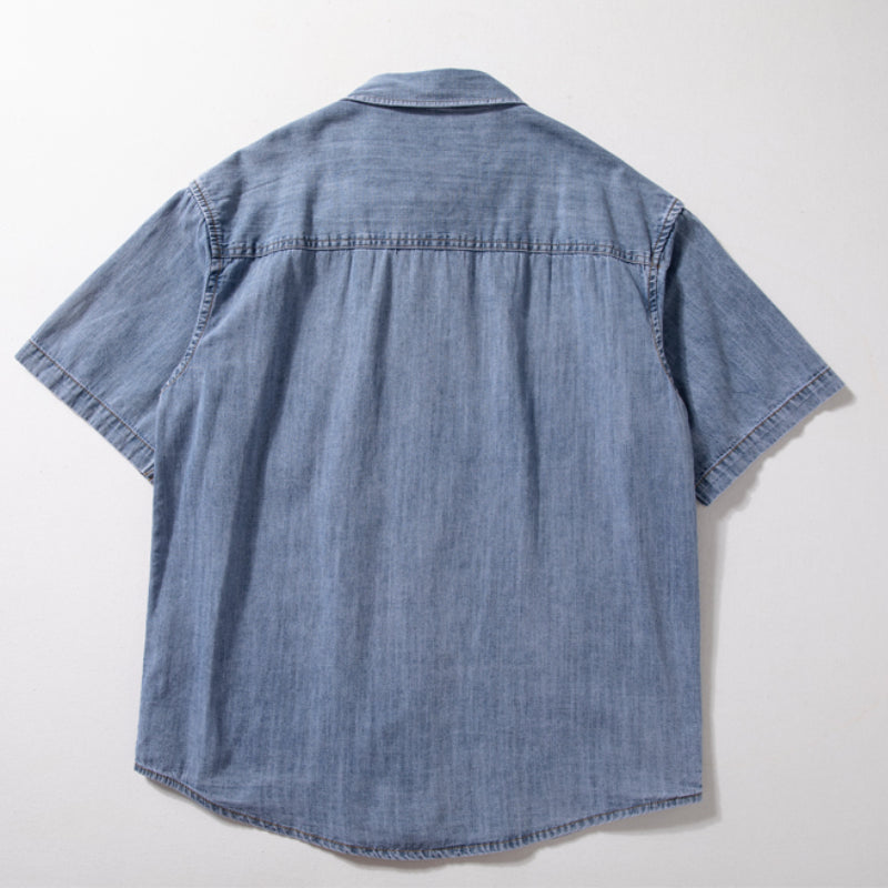 Denim Loose Thin Retro Workwear T-shirt