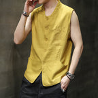 Patterned Button Casual Loose Vest