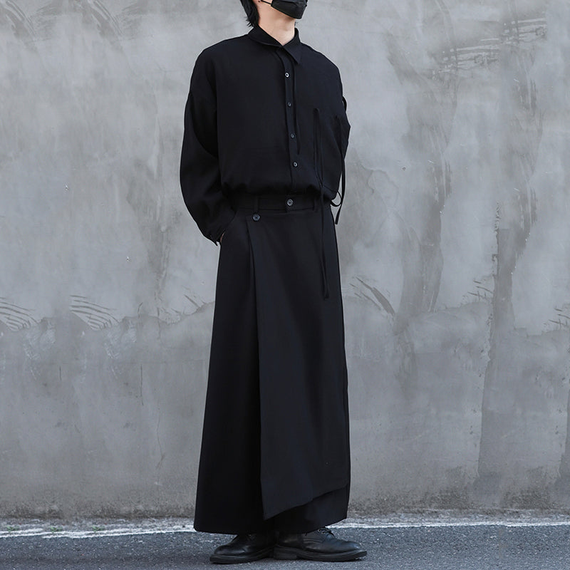 Casual Drapey Multi-piece Two-way Wide-leg Culottes