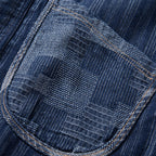 Denim Japanese Style Multi-pocket Patchwork Contrast Color Vest