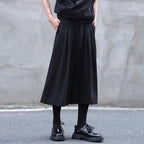 Drawstring Elastic Waist Pleated Solid Culottes
