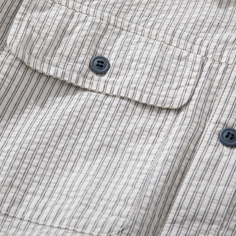 Japanese Striped Retro Patchwork Loose Casual Shirt