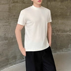 Slim High Elastic Cotton Half Turtleneck T-shirt