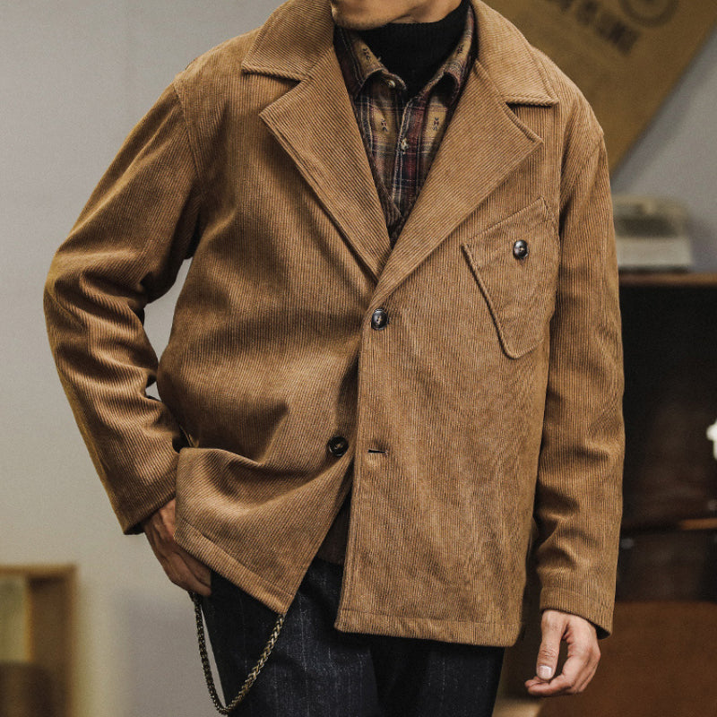 Vintage Solid Color Loose Corduroy Blazer