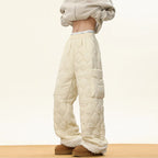 Multi-pocket Lamb Wool Cotton Plus Velvet Thickened Wide-leg Pants