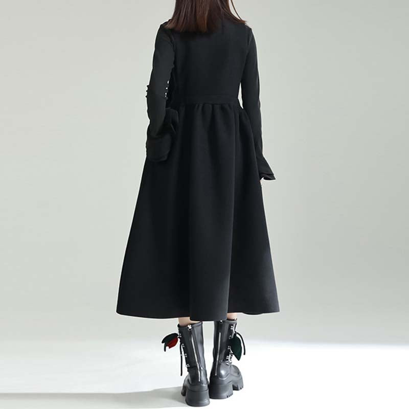 Woolen Bowknot Suspender Dress