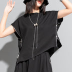 Sleeveless Zip Up Relaxed T-Shirt