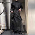 Retro Pleated Pattern Casual Culottes