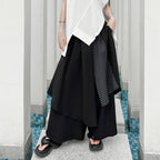 Loose Patchwork Striped High-waisted Culottes