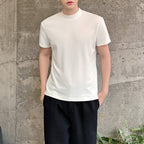 Slim High Elastic Cotton Half Turtleneck T-shirt