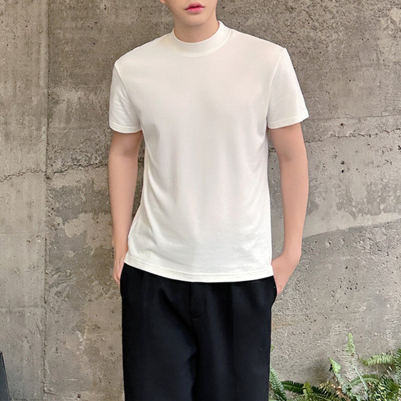 Slim High Elastic Cotton Half Turtleneck T-shirt
