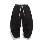 Vintage Buckle Trim Waffle Casual Harem Pants