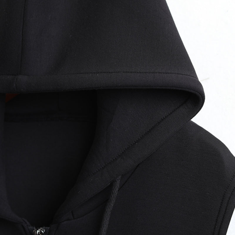Hooded Cotton Solid Color Vest Jacket