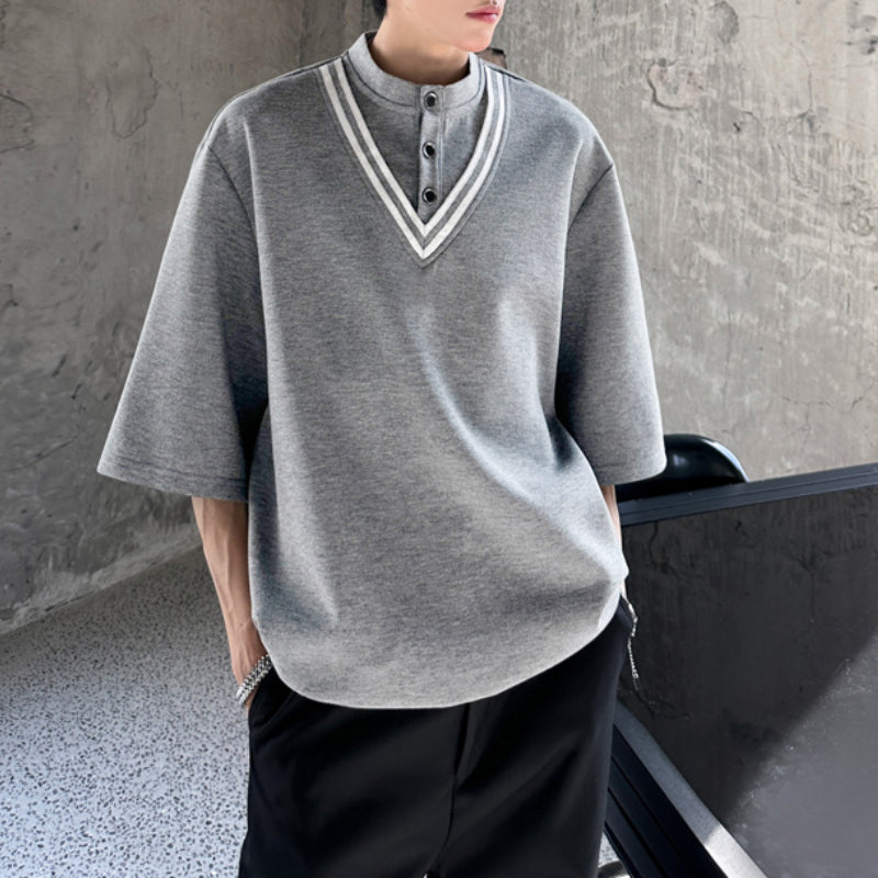 Striped Loose Heavyweight Casual T-shirt