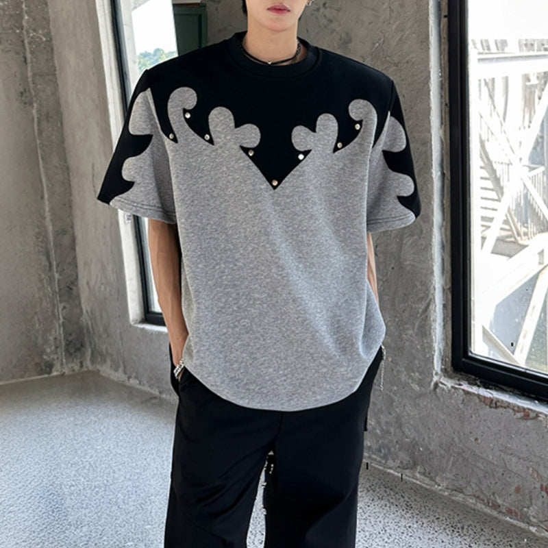 American Shoulder Pad Contrast Color T-shirt
