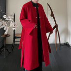 Winter Square Collar Retro Long Knee-length Woolen Coat