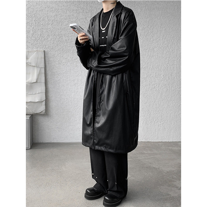 PU Leather Windbreaker Loose Casual Coat