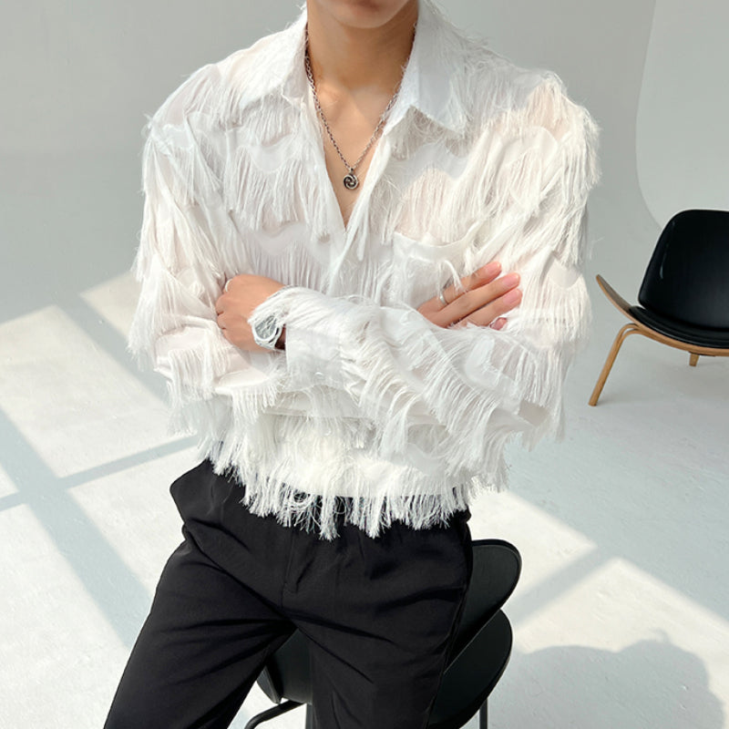 Three-dimensional Wave Tassel Shirt
