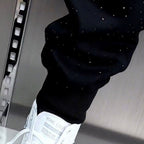 Starry Rhinestone Cuffed Sweatpants
