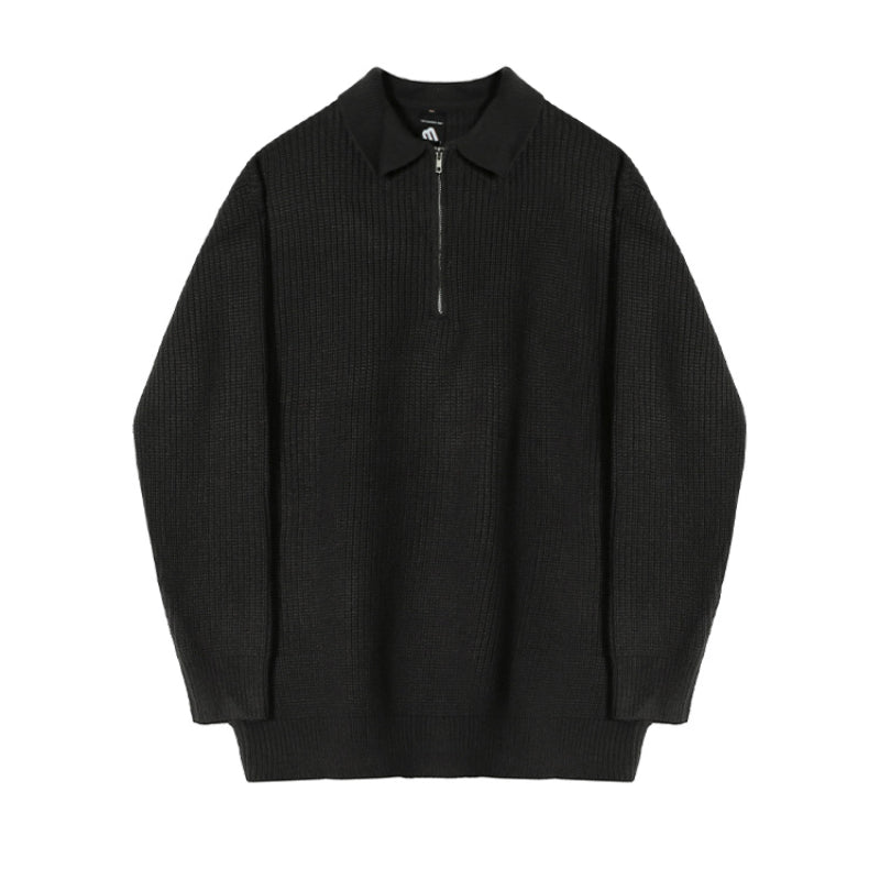 Loose-fitting Lapel Knitted Polo Shirt