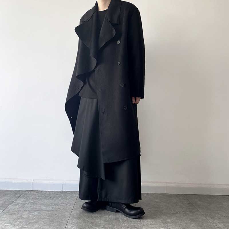 Irregular Lapel Trench Coat