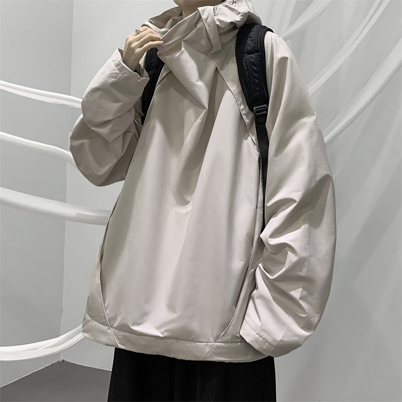 Solid Color Hooded Loose Jacket