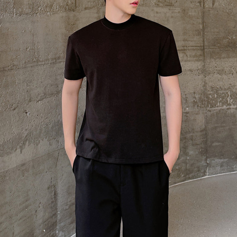 Slim High Elastic Cotton Half Turtleneck T-shirt