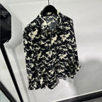 Printed Rhinestone Drape Loose Shirt