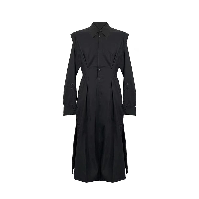 Adjustable Waistband Slits Long Shirt