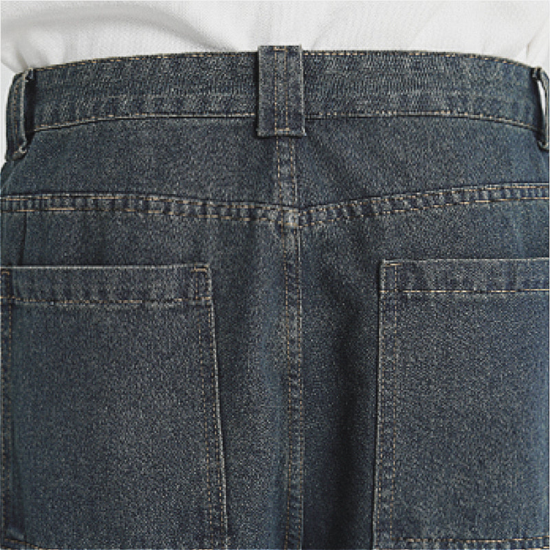 American Denim Cropped Loose Wide-leg Shorts