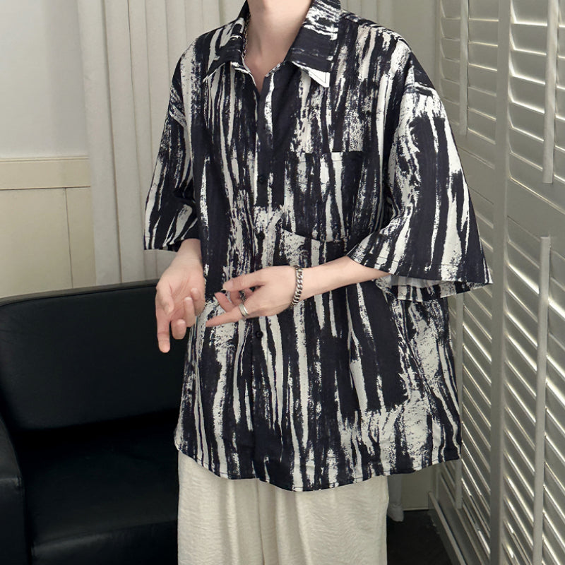 Tie-dyed Ice Silk Drape Loose Shirt