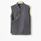 Cotton and Linen Striped Thin Breathable Vest Sleeveless