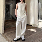 Vintage French Beads Decoration Knit Loose Vest