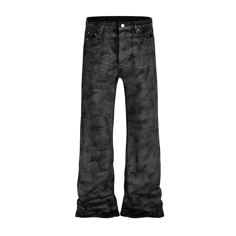 Glitter-coated Slim-fit Stacked Denim Flared Pants