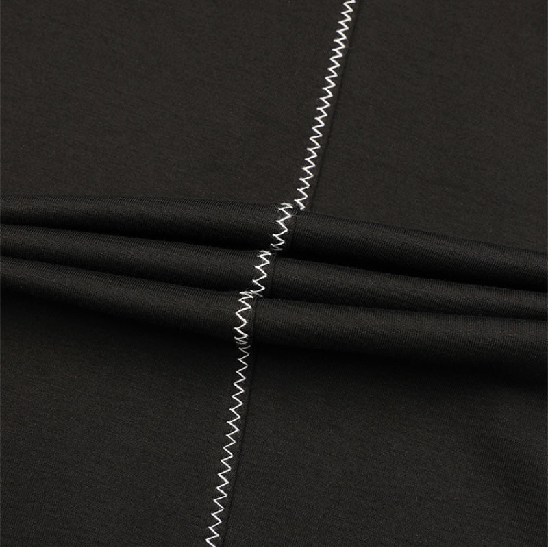 Topstitched Crew Neck Loose T-shirt