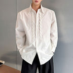 Lace Lapel Casual Long Sleeve Loose Shirt