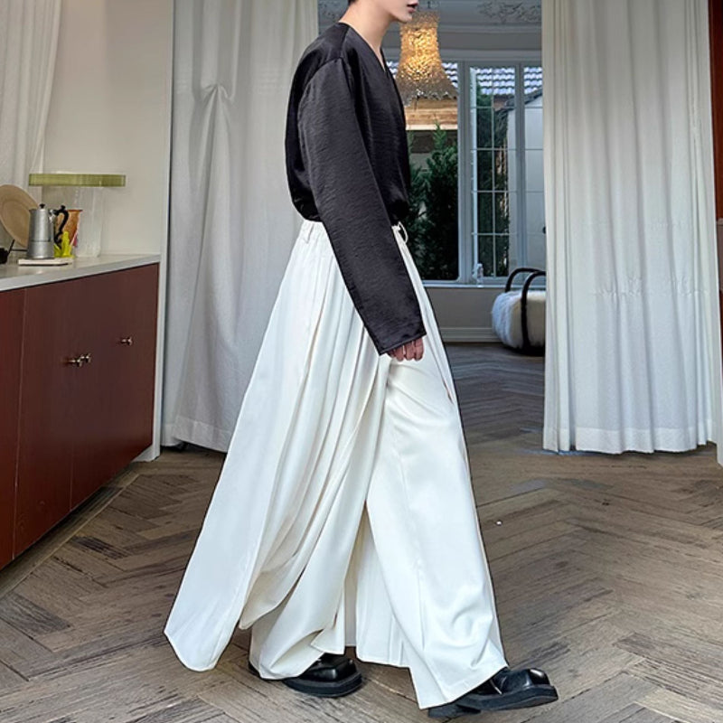 Straight Loose Double Layer Pleated Culottes