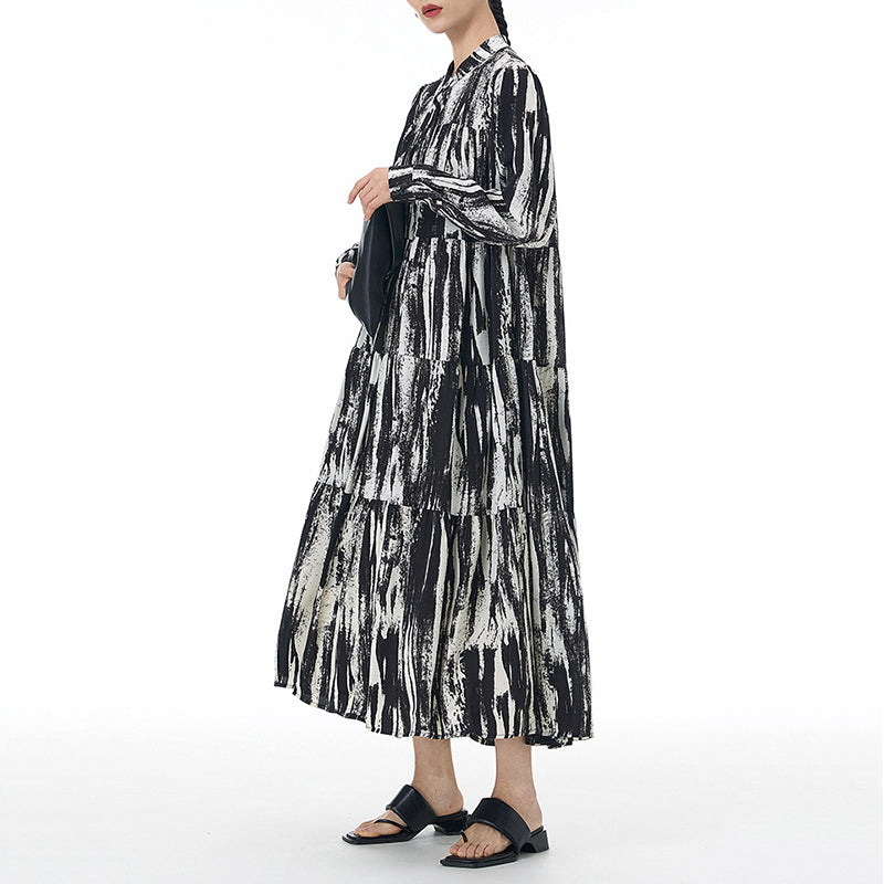 Loose Bohemian Striped Cake Dress