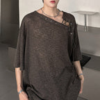 Retro Drawstring Hollow Irregular T-shirt