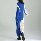 Contrast Color Stitching Sweater Two-piece Set