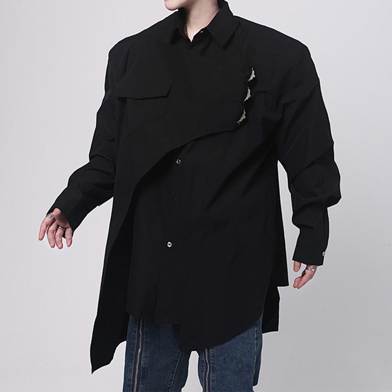 Structured Shoulder Pads Long Sleeve Shirt