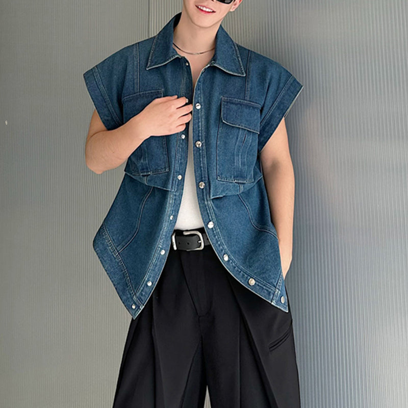 Vintage Large Pocket Denim Vest Jacket
