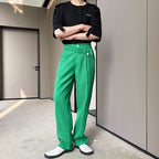 Irregular Belt Embellished Slacks