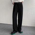 Snap Placket Drape Casual Straight Leg Pants