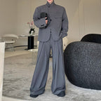 One-button Suit Jacket Pleated Wide-leg Pants Two-piece Suit