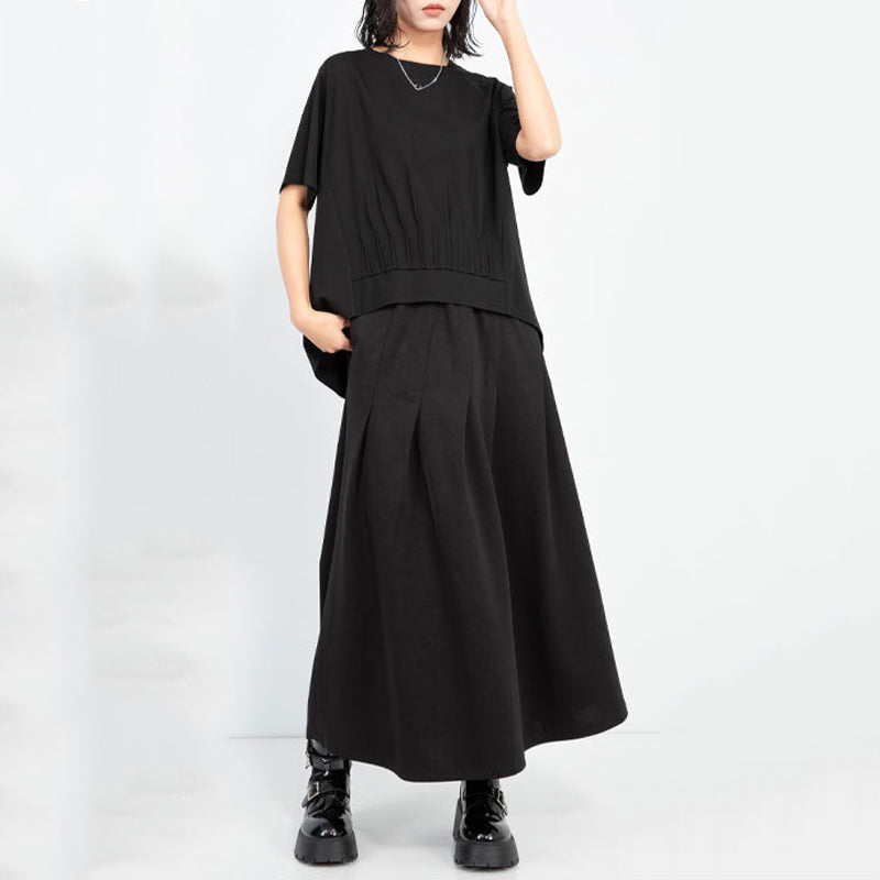 Loose Irregular Pleated Thin T-shirt