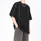 Topstitched Crew Neck Loose T-shirt