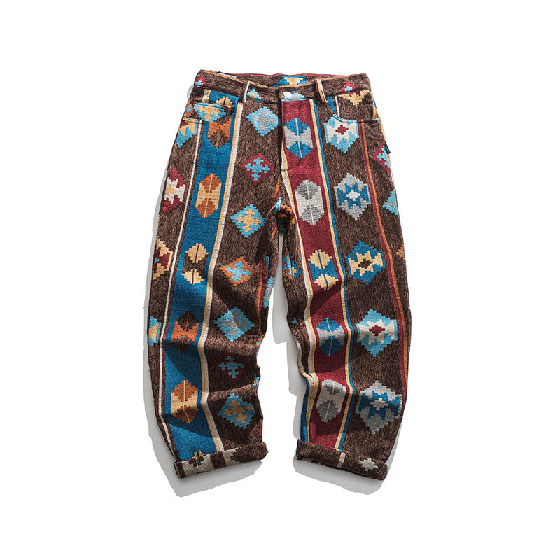 Street Ethnic Jacquard Casual Pants