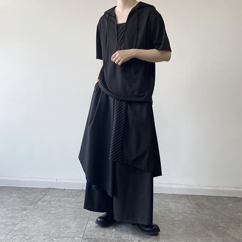 Navy Collar Tie Short Sleeve T-Shirt