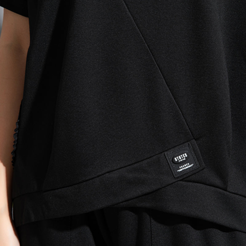Contrast Color Stitching Loose Short-sleeved T-shirt